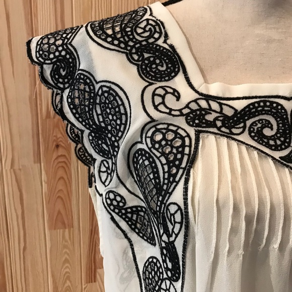 Thyme and Honey Tops - Sheer top with Embroidered Paisleys